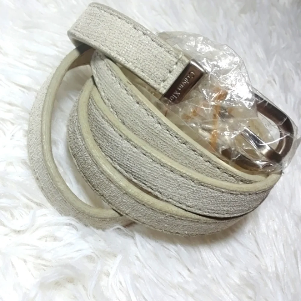 Calvin Klein Leather Concrete Buckle Belt